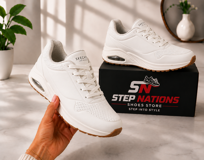 Original Skechers Uno – Stand on Air White Sneakers | Premium Comfort