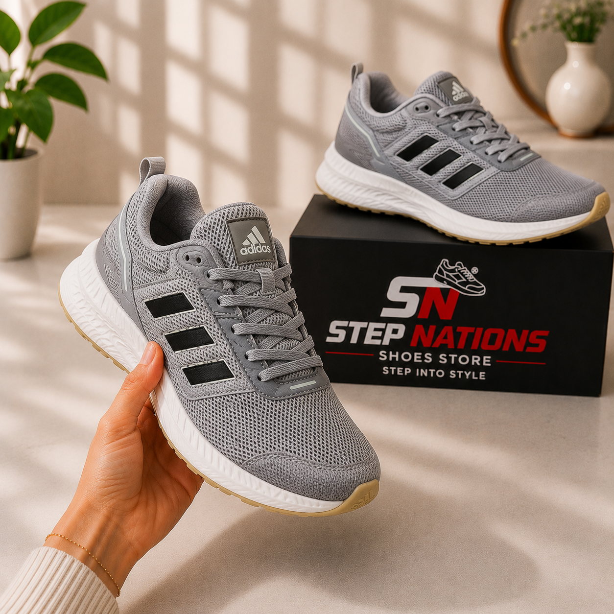 Adidas Runfalcon Inspired Running Shoes – Grey/Black | Lightweight Sports Sneakers