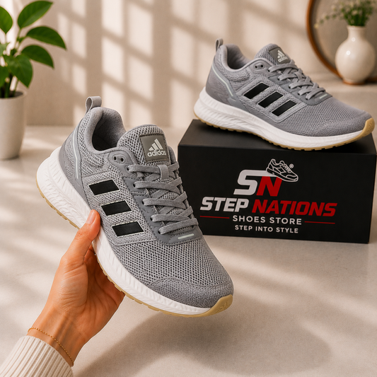 Adidas Runfalcon Inspired Running Shoes – Grey/Black | Lightweight Sports Sneakers