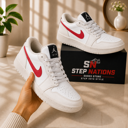 Men’s White &amp; Red Casual Sneakers – Original (shop) 068