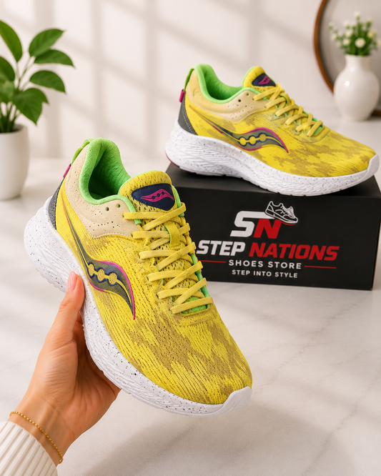 Saucony Endorphin-Inspired Running Shoes – Yellow/Green | Lightweight Sports Shoes