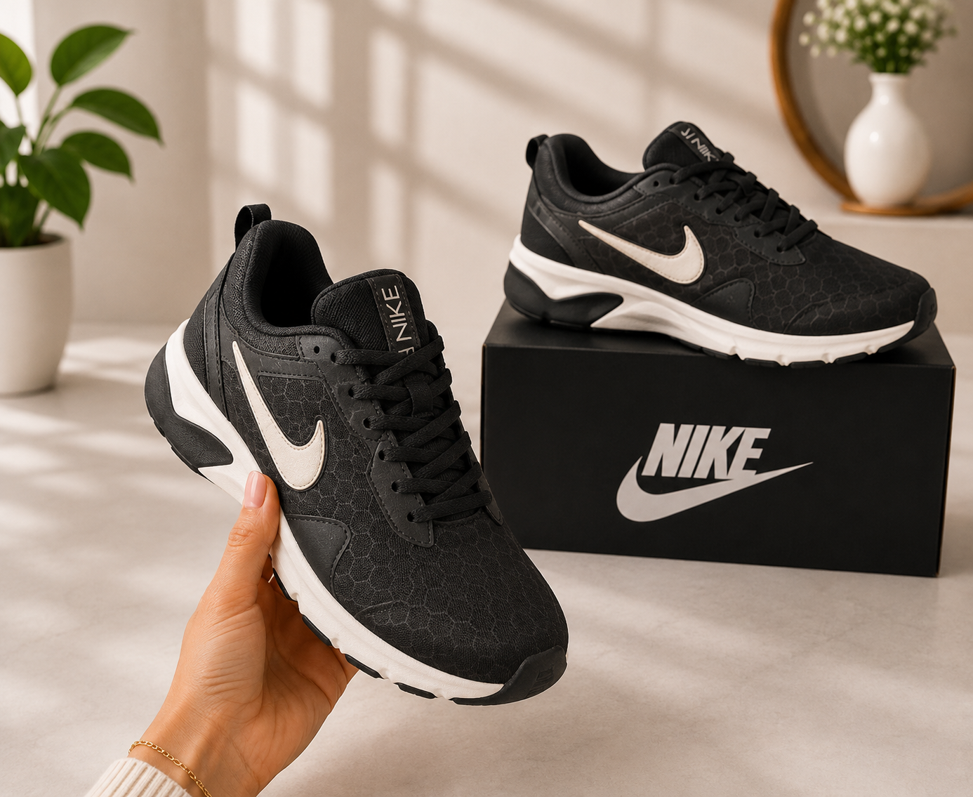 Original Nike Black &amp; White Running Shoes – Premium Sports Sneakers (SHOP)
