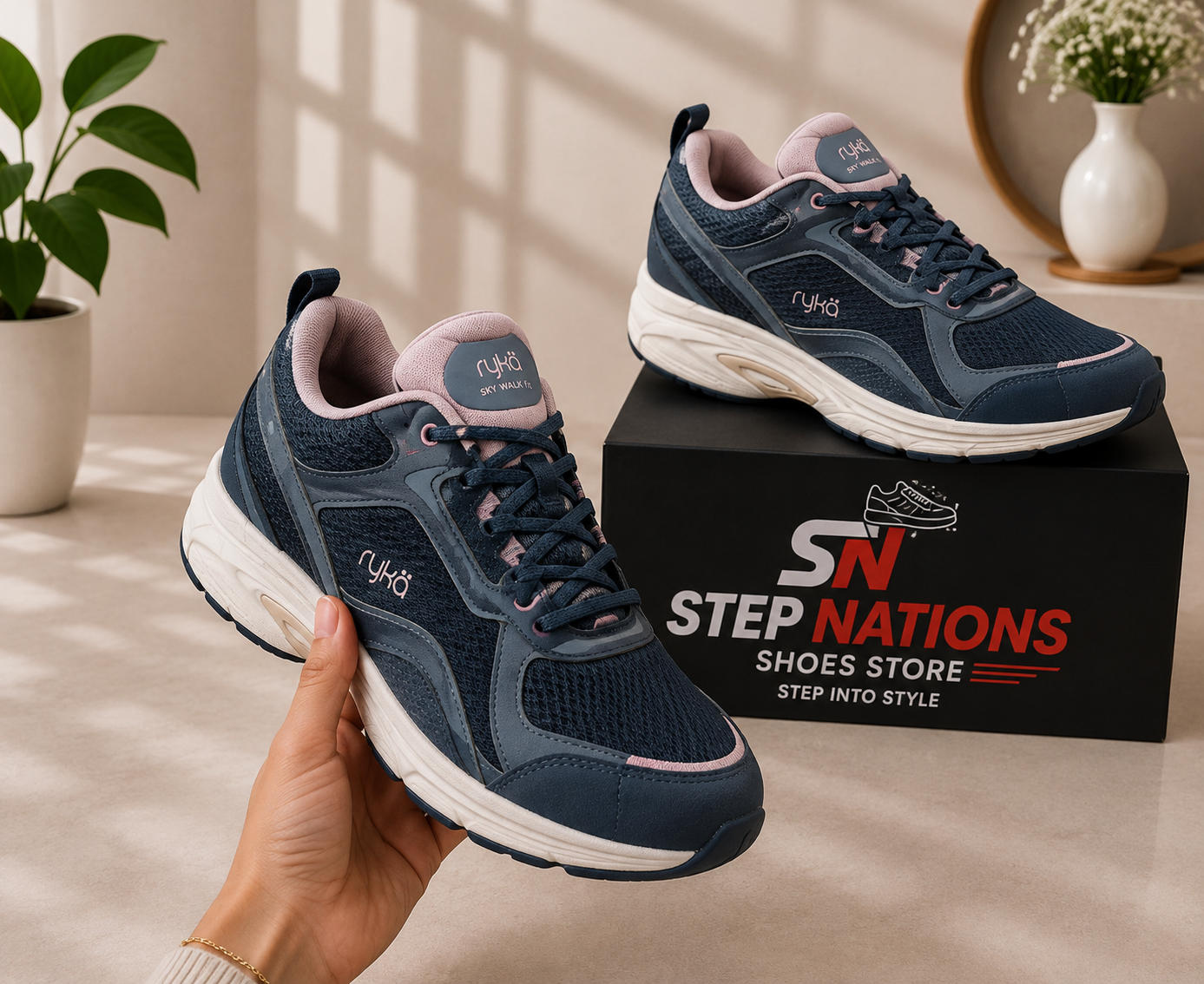 Ryka Navy Blue &amp; Pink Walking Sneakers – Shop 060