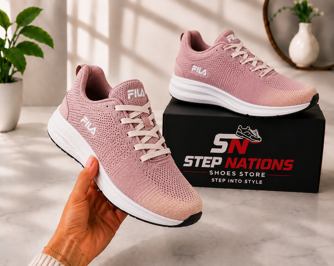Original FILA Women's Memory Fresh Start Knit Running Shoes – Dusty Pink