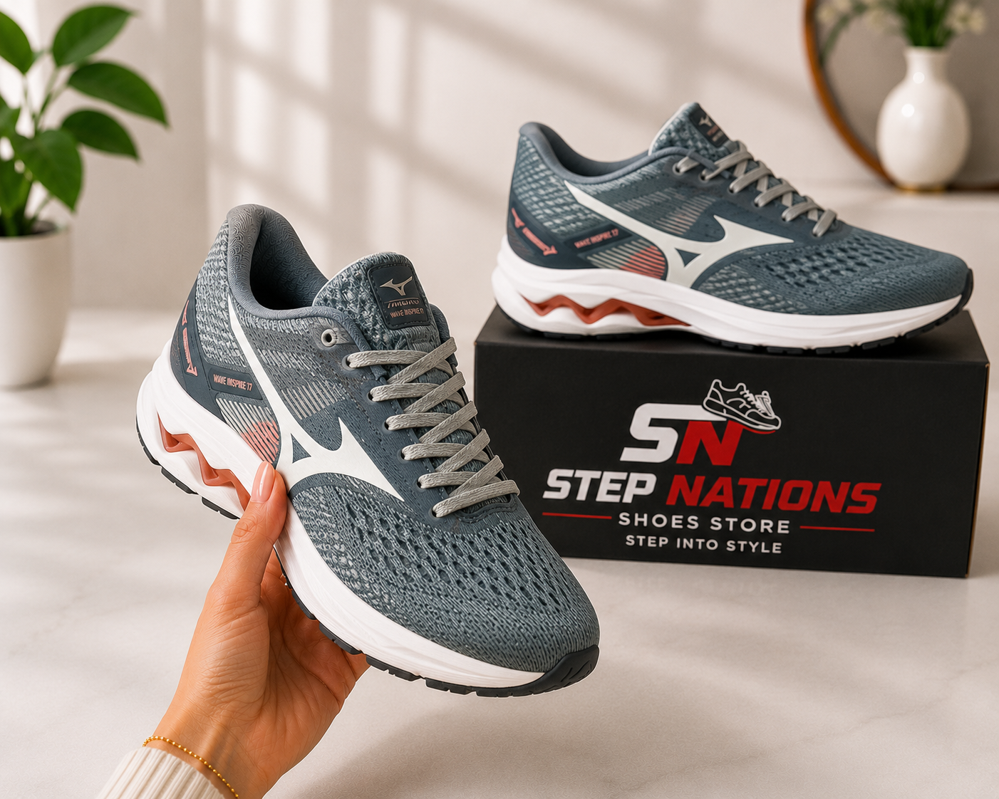 Original Mizuno Wave Inspire 17 Running Shoes – Grey/White