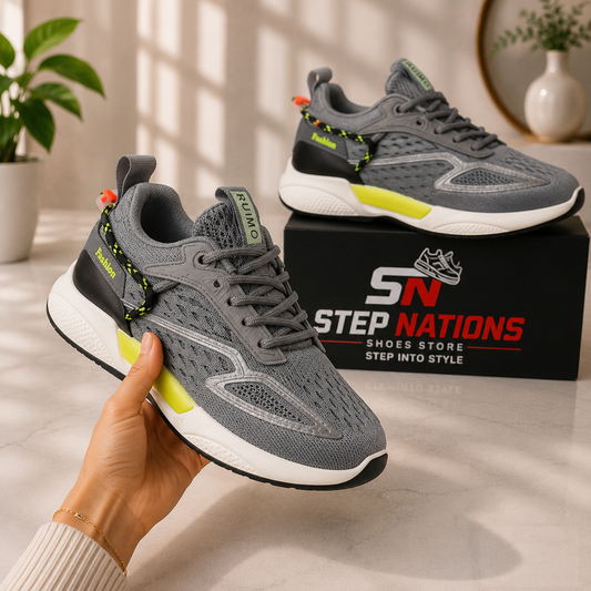 ORIGINAL Premium Grey Air Running Sneakers – Lightweight Comfort & Everyday Performance 054