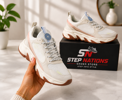 Premium White Chunky Lifestyle Sneakers – Unisex