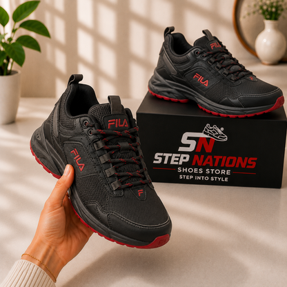 Original FILA Black & Red Running Shoes | Premium Sports Sneakers
