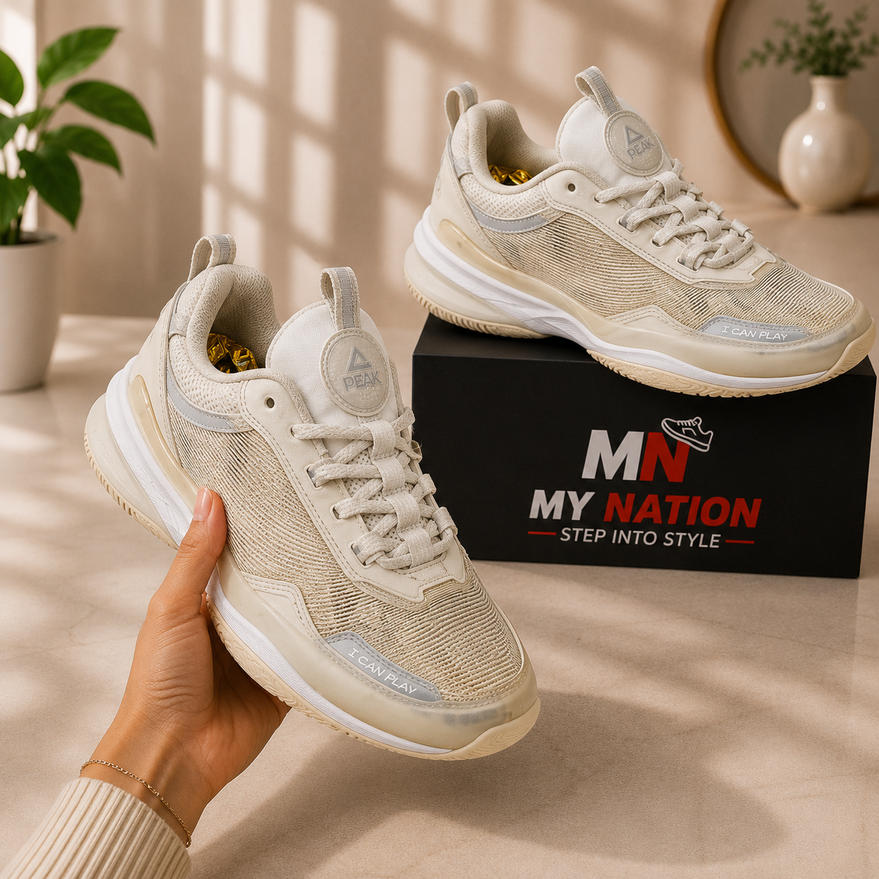 ORIGINAL PEAK Basketball Shoes – Cream/Beige | Premium Performance Sneakers