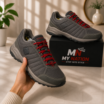 ORIGINAL COLUMBIA Outdoor Walking Shoes – Grey/Red