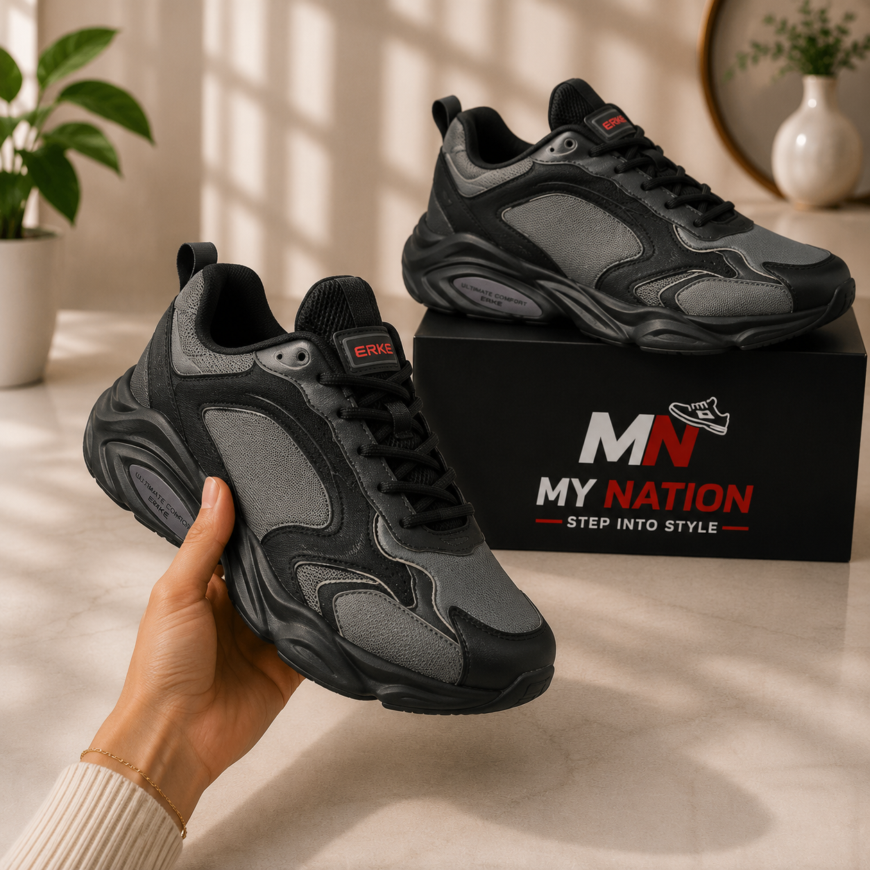 ORIGINAL ERKE MEN'S SPORTS & LIFESTYLE SNEAKERS – BLACK/GREY
