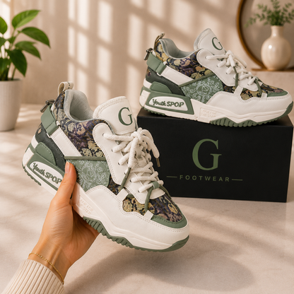 Premium Original Quality Youth Sport Casual Sneakers – White/Green