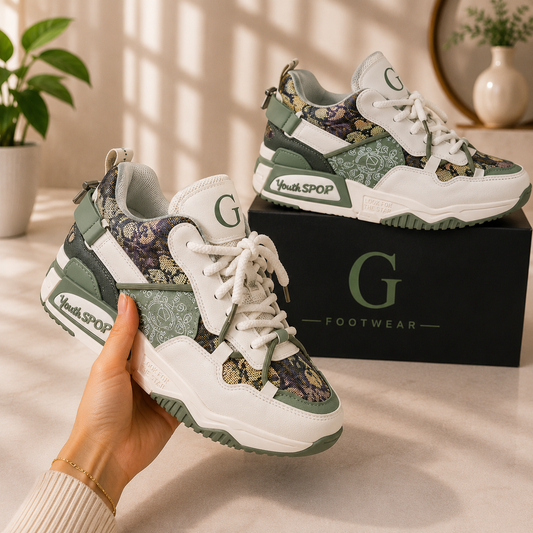 Premium Original Quality Youth Sport Casual Sneakers – White/Green 056