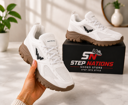 TrailForce Lifestyle Sneakers – White/Brown