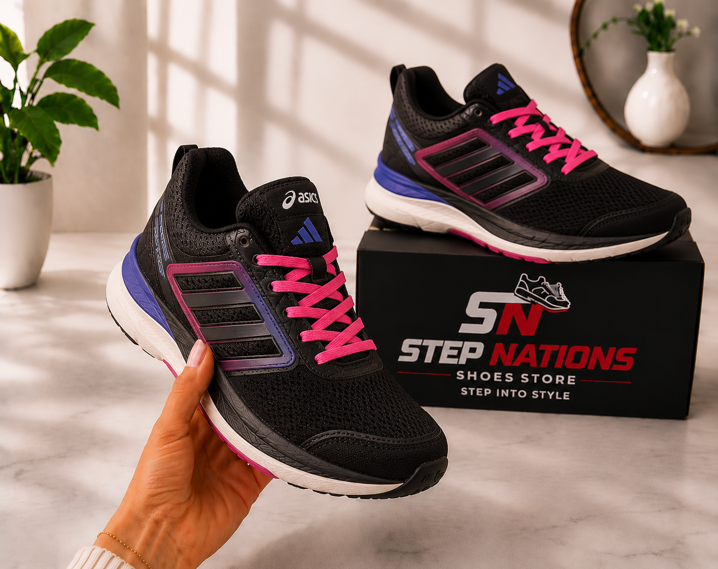 Original ASICS-Inspired Premium Running Shoes – Black/Purple | Size 42