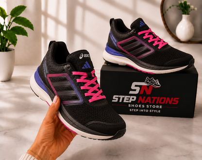 Original ASICS-Inspired Premium Running Shoes – Black/Purple | Size 42