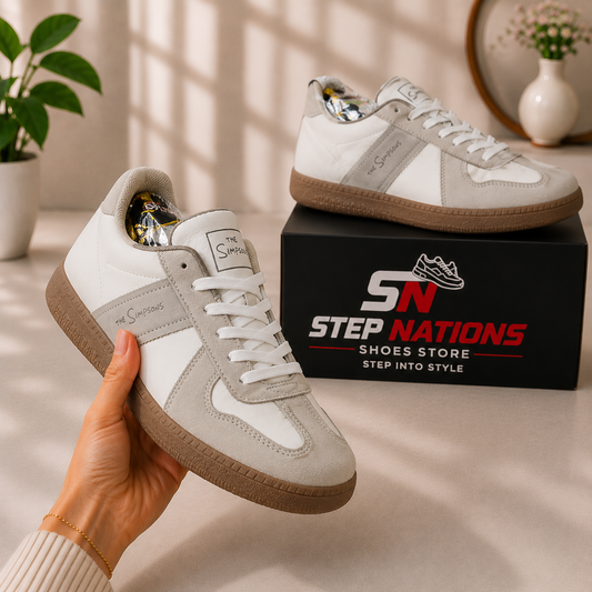 Original The Simpsons-Inspired Classic Casual Sneakers – White & Beige 081