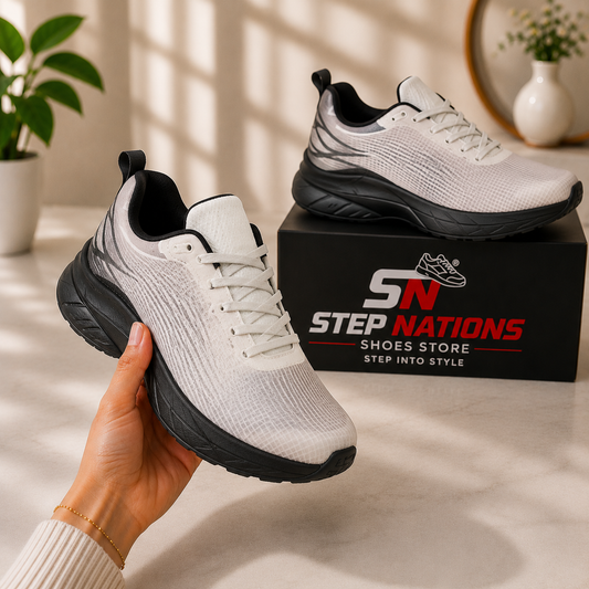 Premium Lightweight Running Shoes – White/Black