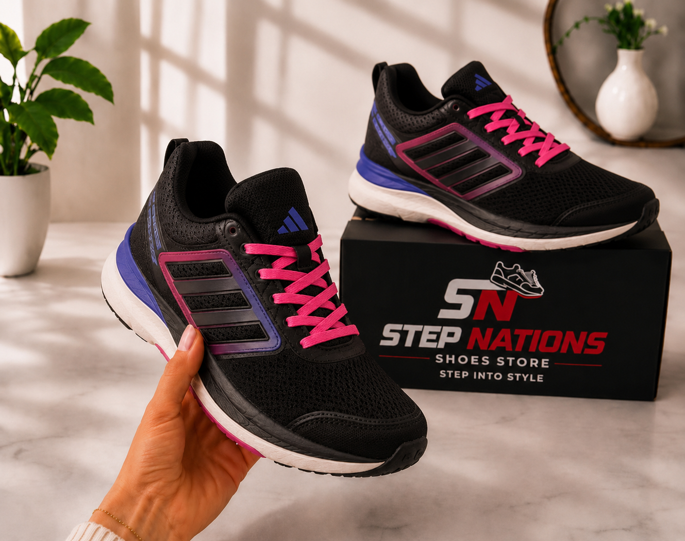 Original Adidas -Inspired Premium Running Shoes – Black/Purple | Size 42