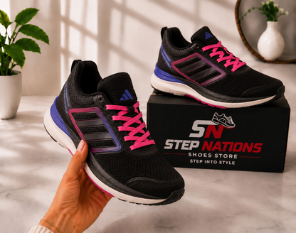 Original Adidas -Inspired Premium Running Shoes – Black/Purple | Size 42