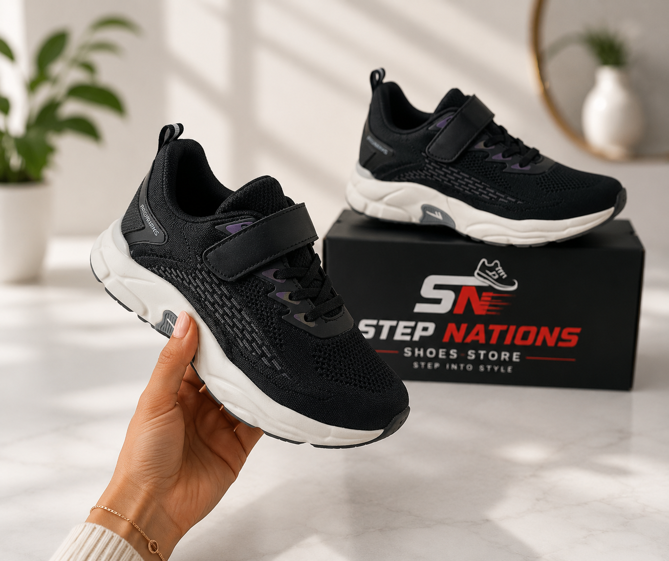 FlexSecure Knit Sneakers – Black
