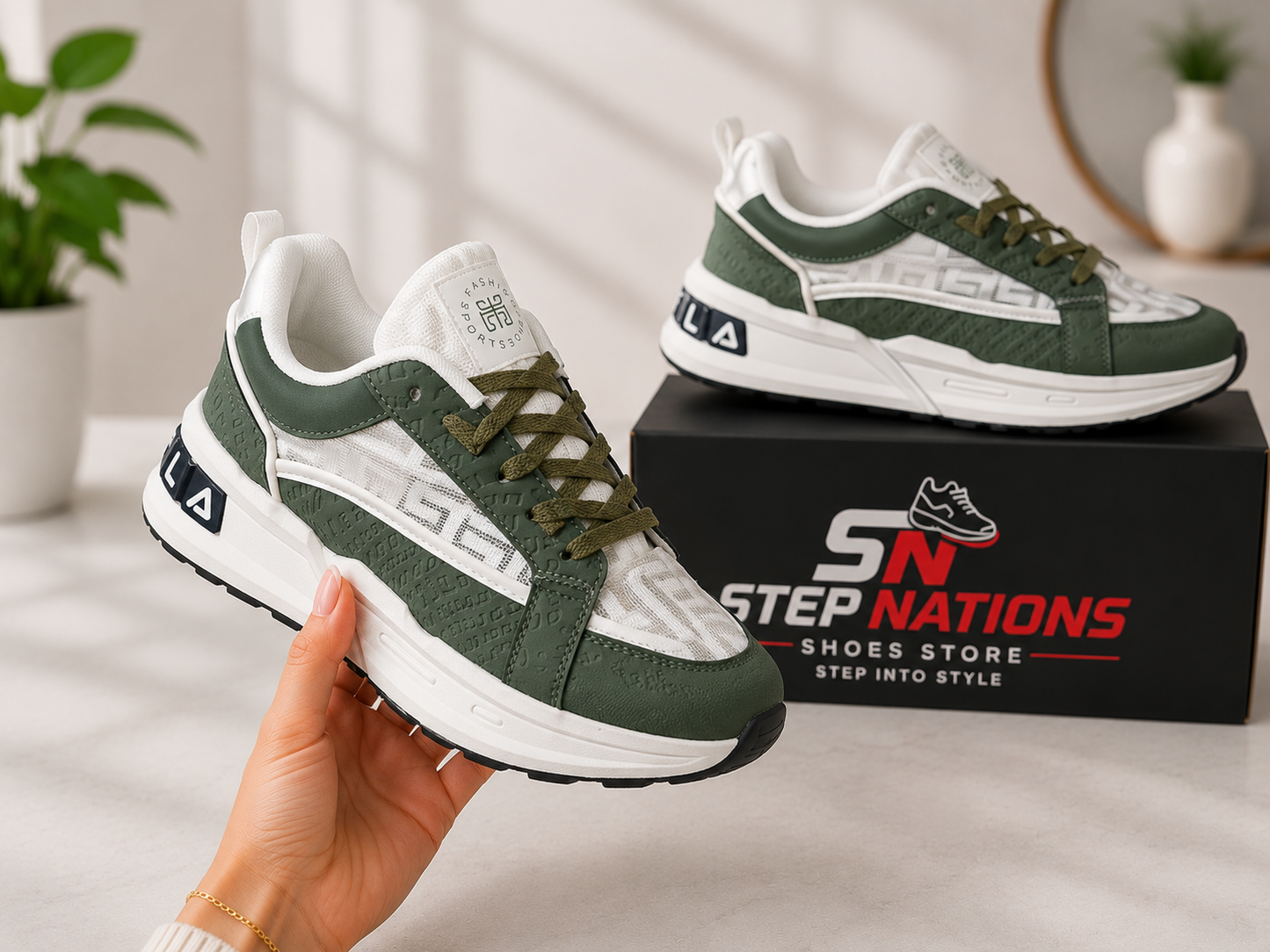 Urban Trek Lifestyle Sneakers – Olive Green